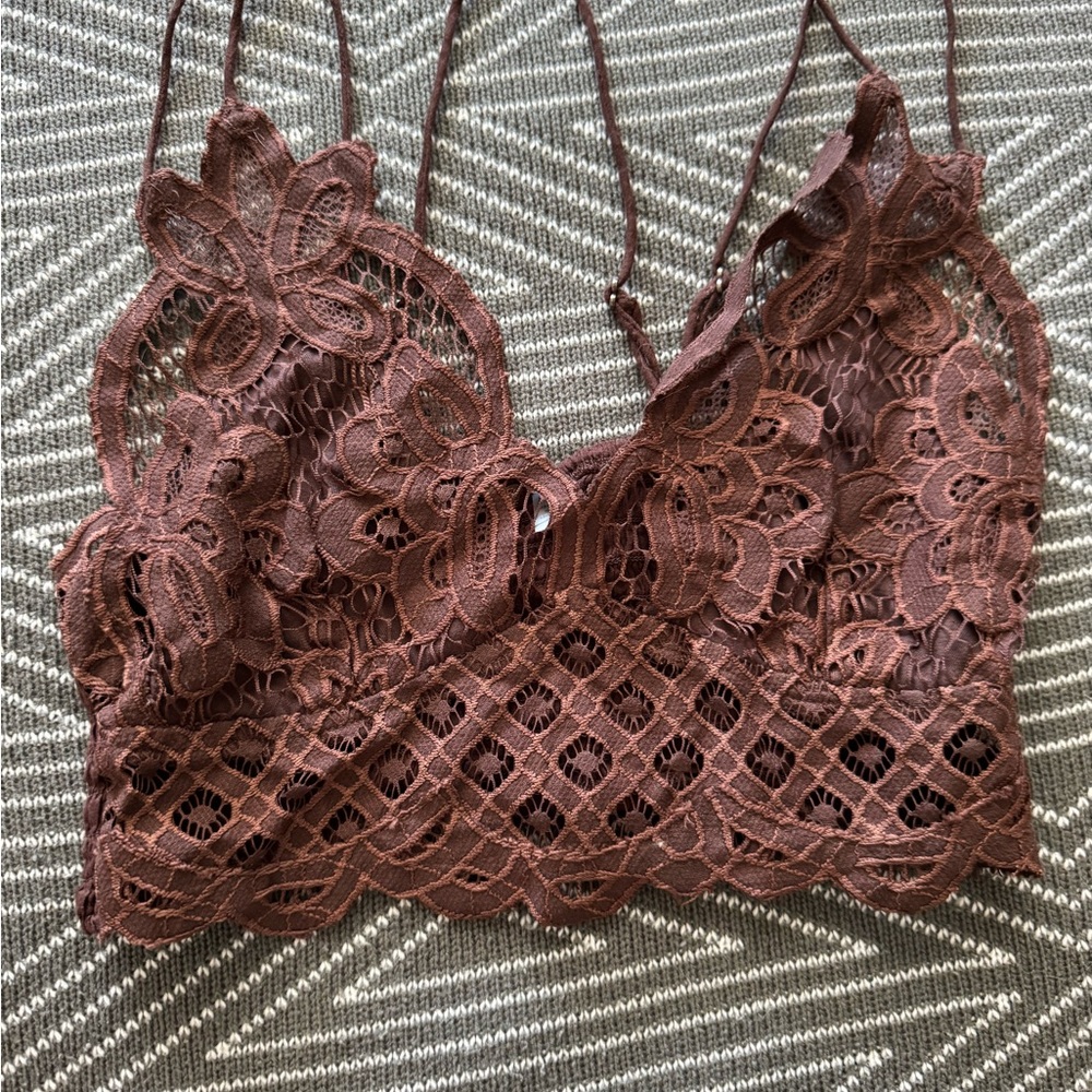 Free People Brown Lace Bralette Intimates